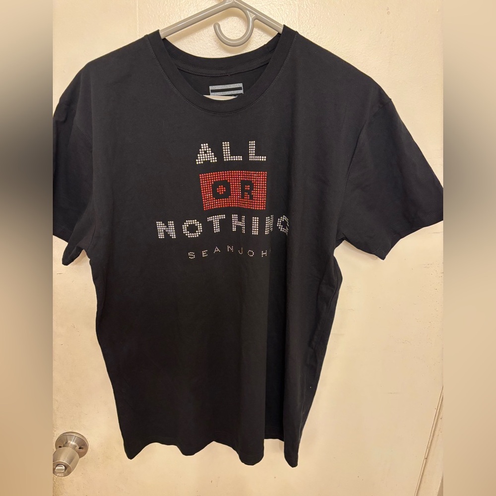 Sean John All or Nothing Rhinestone T-Shirt black with red rhinestones
